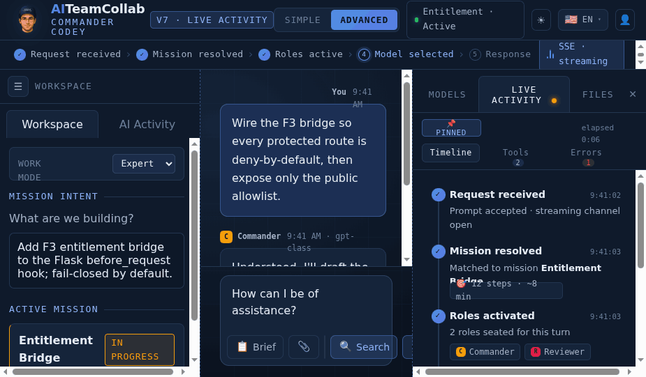 Live activity trace